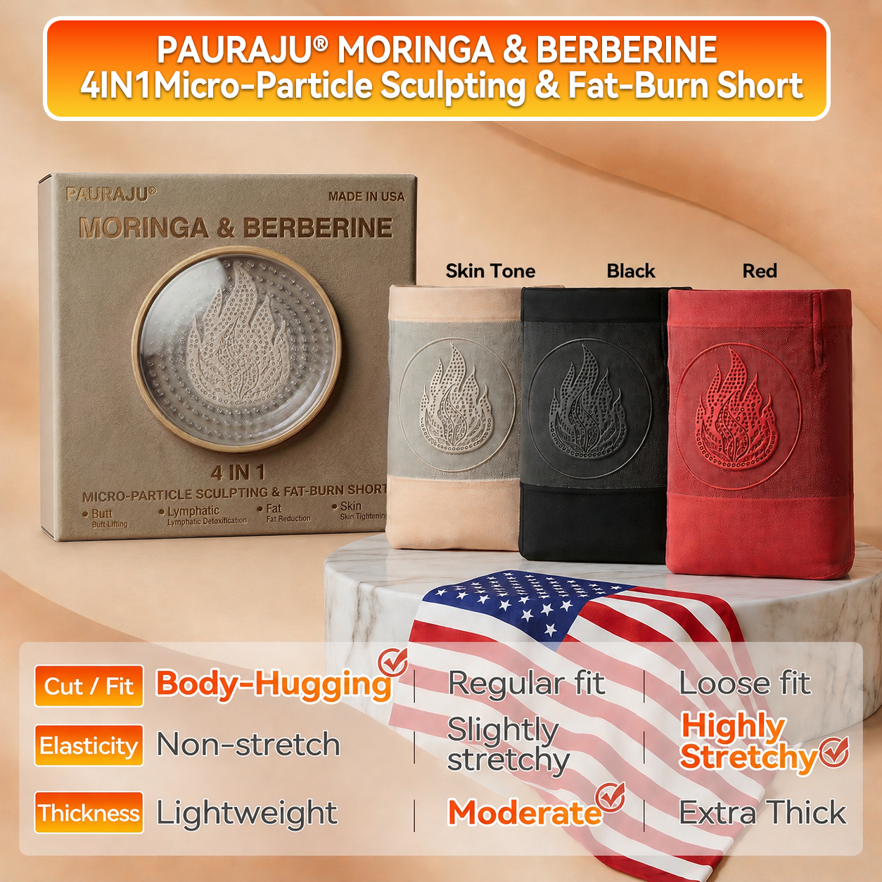Oficiální značkový e-shop |🔥 Formující šortky na spalování tuků PAURAJU® 2026 Moringa & Berberine 4v1 s mikročásticemi