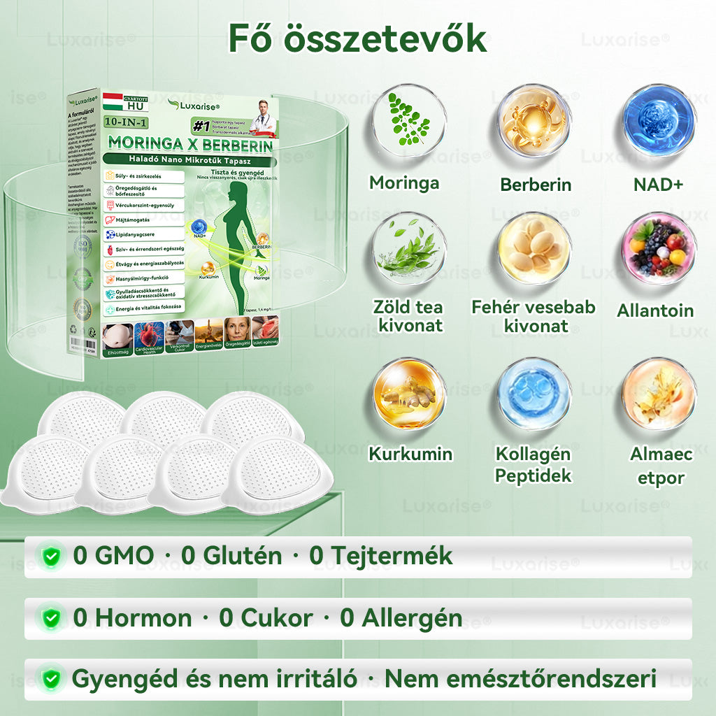 Oficiální obchod  |𝗟𝘂𝘅𝗮𝗿𝗶𝘀𝗲® MORINGA X BERBERIN  10-IN-1 Pokročilý Nano Mikrojehly Náplast(Jedna náplast denně, viditelné změny již za 7 dní) ✅ Pomáhá při obezitě, cukrovce, spánkové apnoe, problémech s klouby a dalších potížích🎉