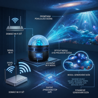 ✨🎁𝑺𝑪𝑵𝑫𝑹® 360° Inteligentní holografický projektor hvězdné oblohy (HD inteligentní dynamický 5D)